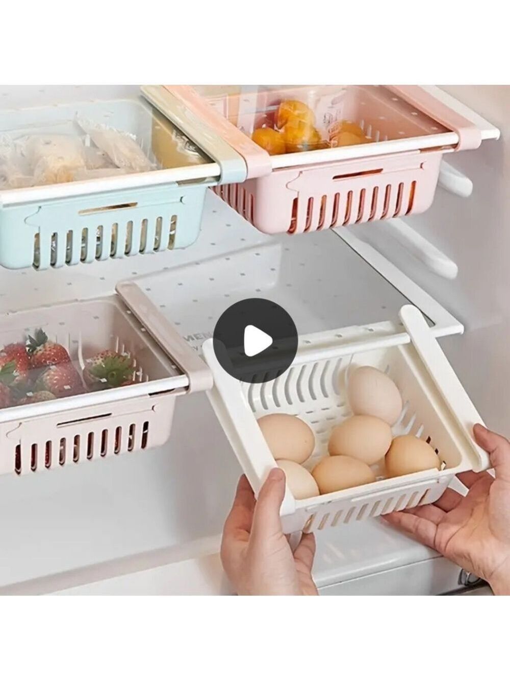 Set of 2 Expandable plastic baskets, for fridge or‎ Makeup, Pens/Organizer